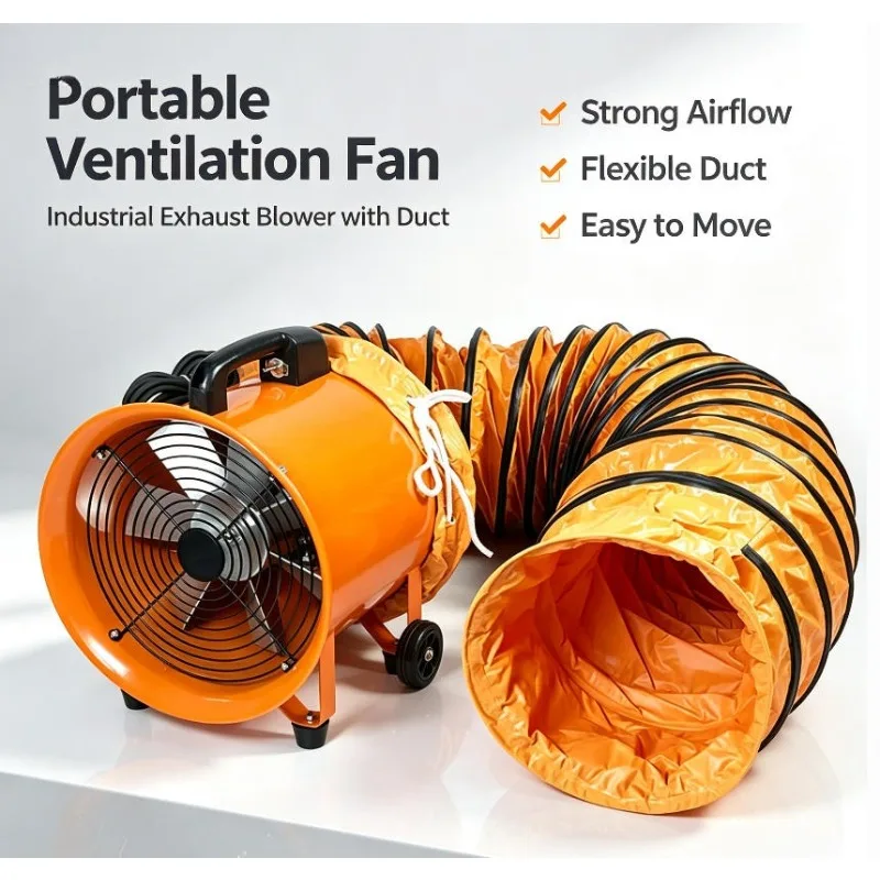 8inch 10inch Portable Axial Flow Fan 220v Air Exchange and Defecation Portable High-speed High-power Blower Strong Duct Fan
