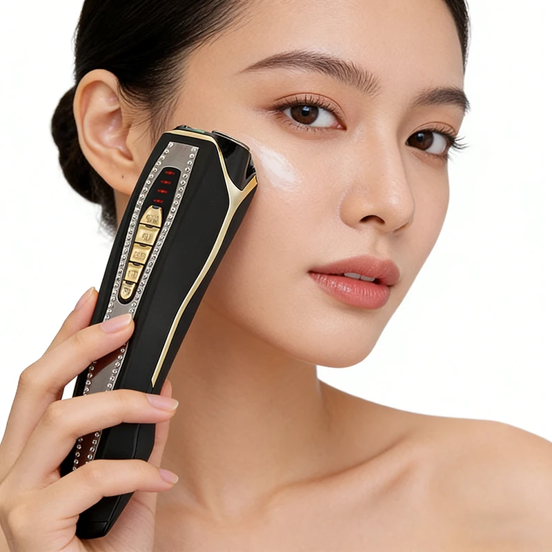 Professional Salon Facial Beauty Instrument Thermoelectric Energy Warm Heat Introduction LED 3 Color Light Microcurrent EMS