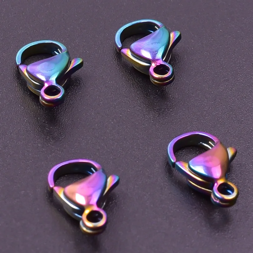 2Pcs/Lot 9-19mm Rainbow Stainless Steels Lobster Clasp Hooks Connector For Necklace Bracelet Accessories Jewelry Making Material