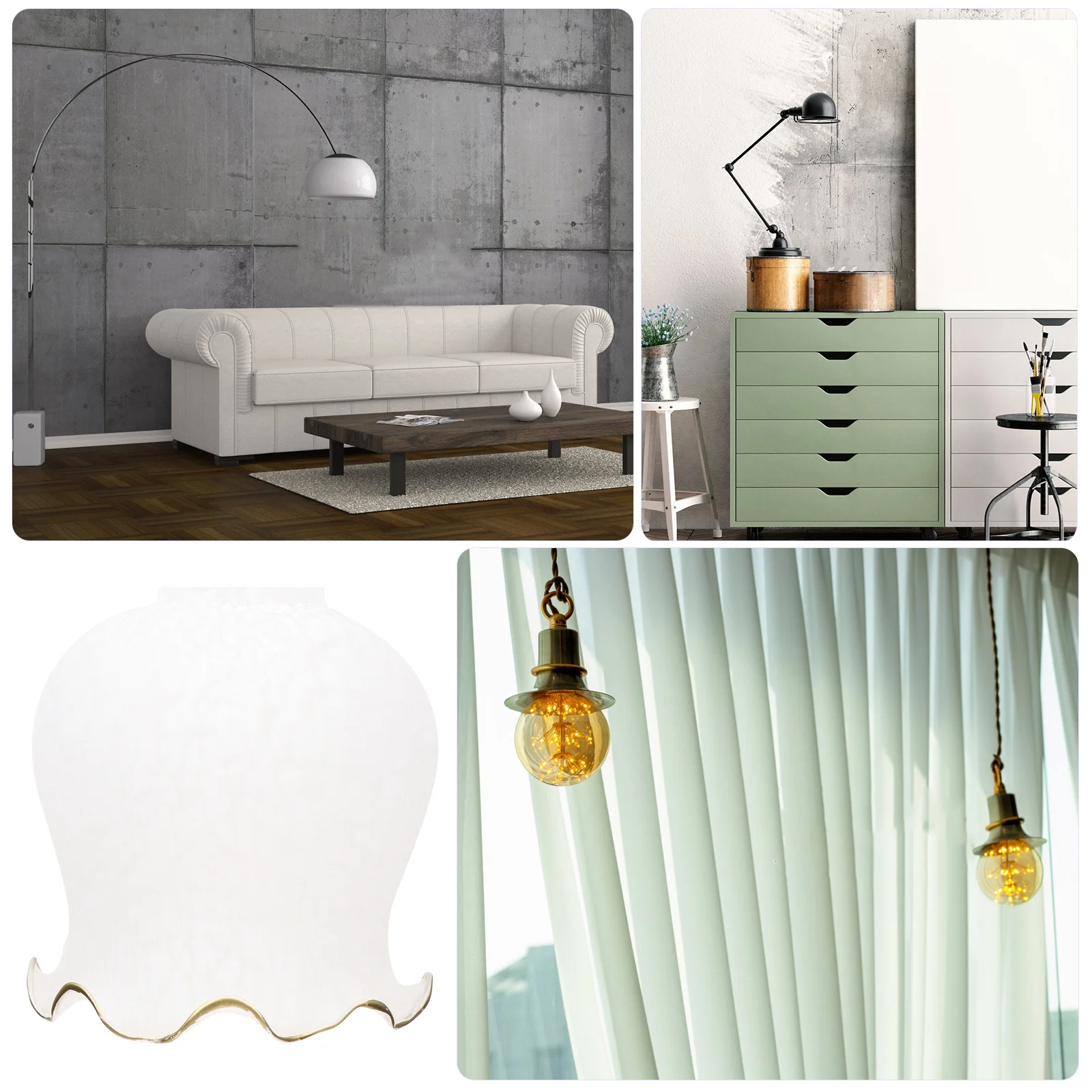 

1Pcs White Glass Lampshade Modern Durable Ceiling Light Cover Decorative Home Lampshade Warm Living Room Home Light Cover