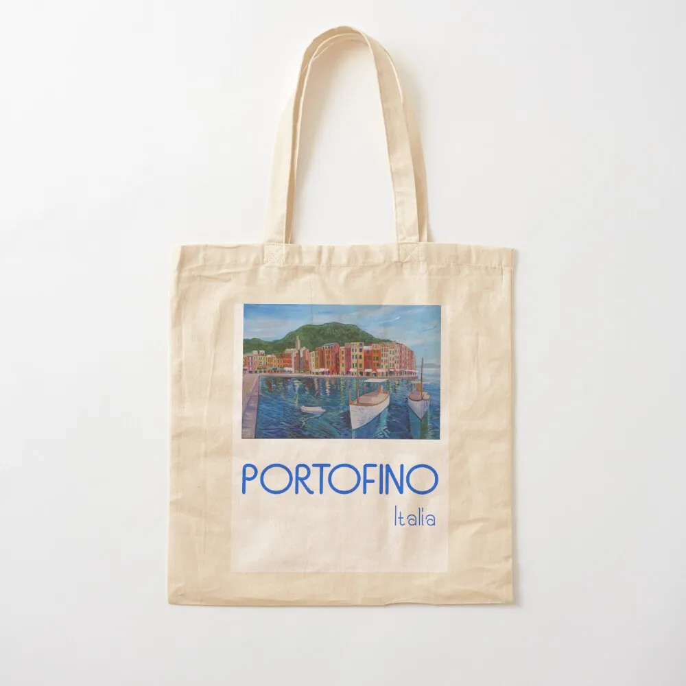 

Retro Poster Portofino Mediterranean Pearl Of The Italian Riviera Tote Bag shopping cart bags canvas tote Canvas Tote Bag