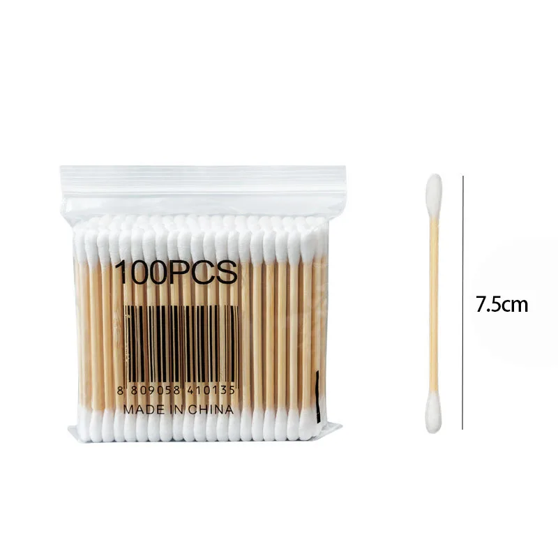 100pcs Double Head Cotton Swab Women Makeup Cotton Buds Tip for Wood Sticks Nose Ears Cleaning Health Care Tools