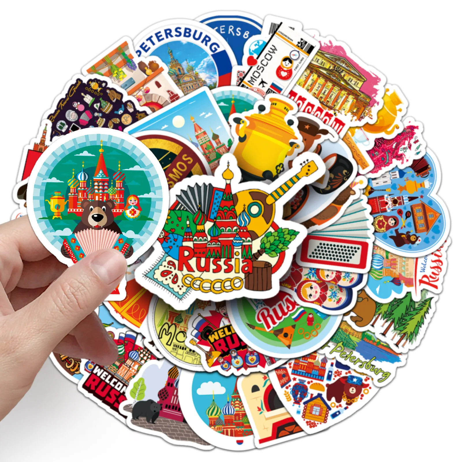 10/50PCS Russia Cartoon Stickers Tourism Scenery Graffiti Landmarks Decals Culture Decoration Laptop Guitar Car Bike Decoration