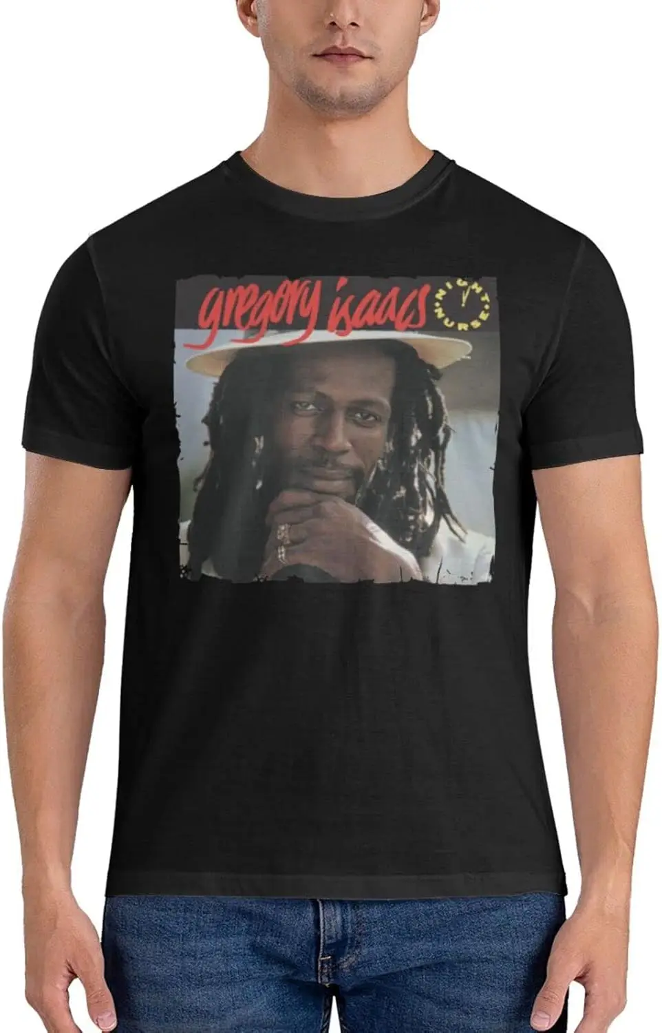 Gregory Isaacs T Shirt Crew Neck for Men Tops Cotton Athletic Short Sleeve Tee Black