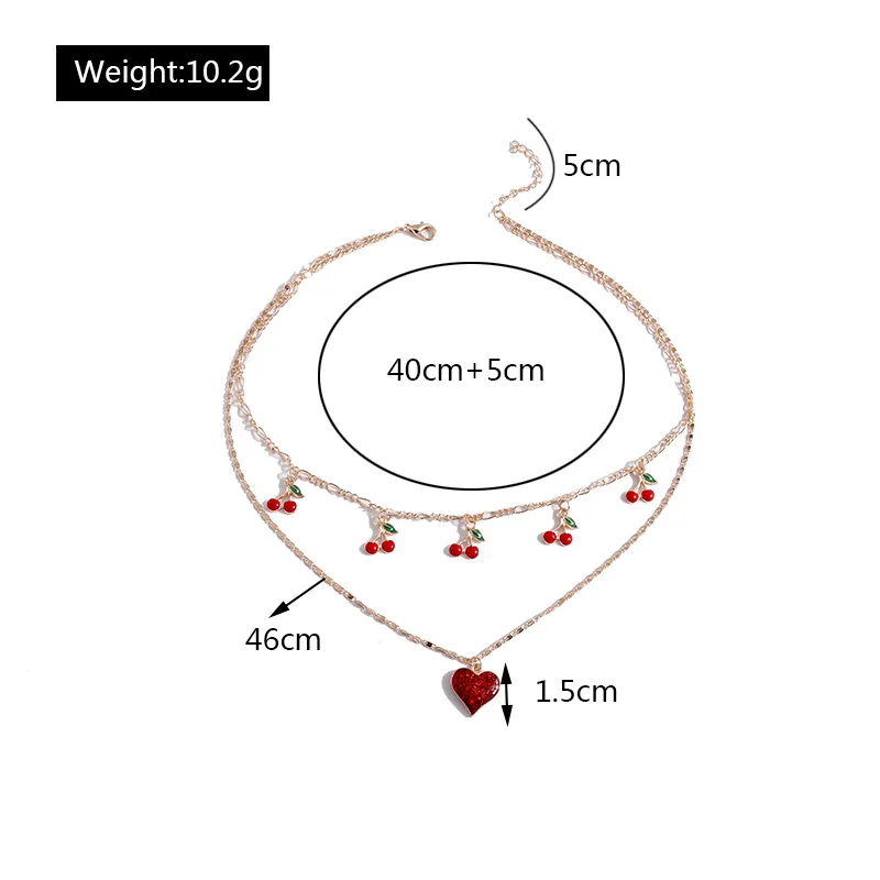Aihua Boho Gold Farbe Rotes Herz Kirsche Halskette Romantische Süße Einfache Schlüsselbein Halsketten für Frauen Kragen Mode Schmuck Geschenke – Detail 8