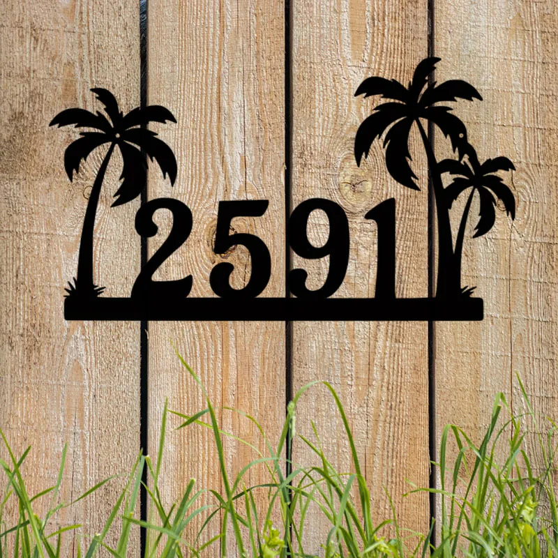 Discover Special House Address Sign, The Unique Tropical Palm Metal Design, An Ideal Choice for Stylish Coastal and Beach Homes