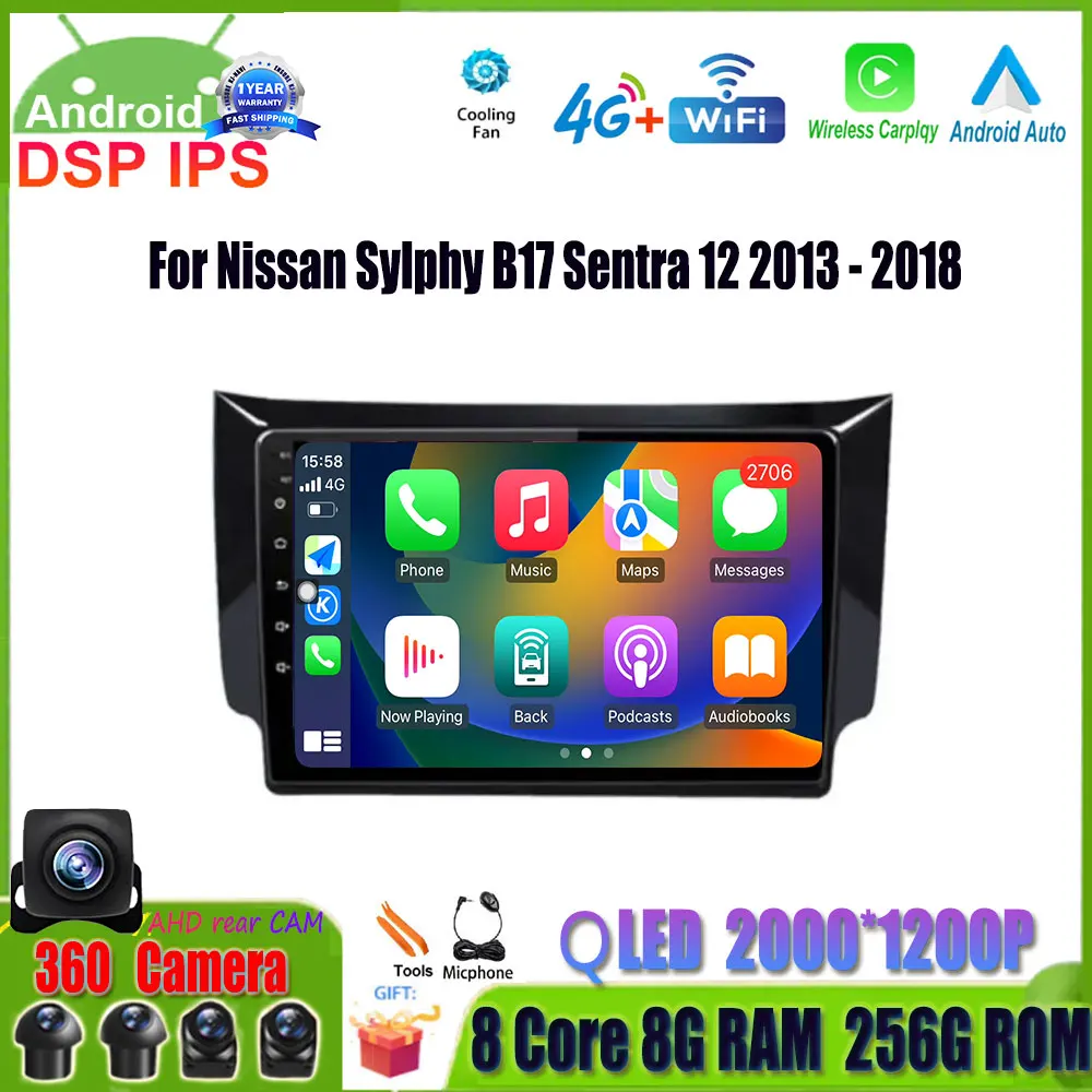 

Android 14 Car Radio GPS Navigation For Nissan Sylphy B17 Sentra 12 2013 2014 2015 2016 2017 2018 Carplay Player NO 2 Din DVD