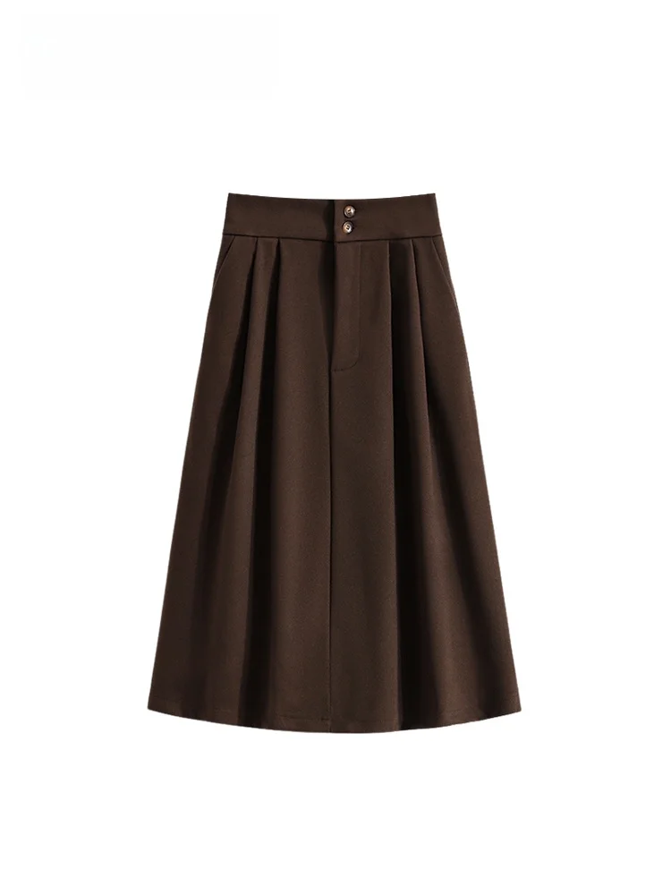 

High Waist A-Line Skirt for plus Size Women Spring Season Slimming Loose Versatile Beautiful f-length Skirt