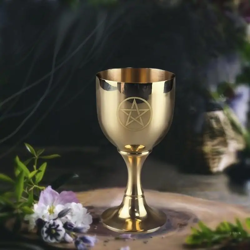 M5TC Vintage ต้นไม้/รูปแบบดาว Coppers Holy Cup Ceremonial Wine Goblet Communion Goblet Wiccan แท่นบูชาตกแต่งทนทาน