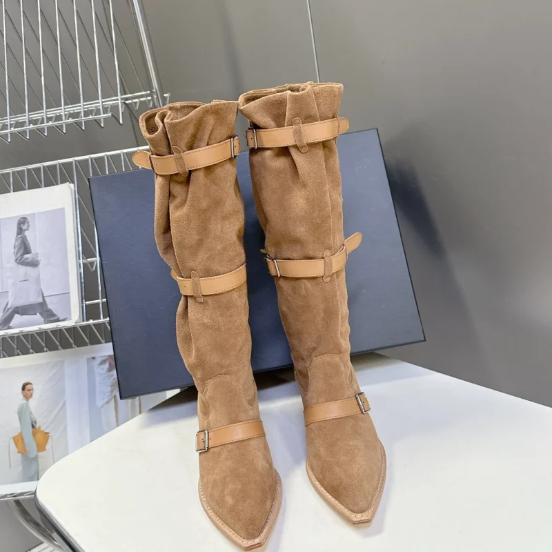 أحذية الثلوج الدافئة أحدث الخريف الشتاء نمط كسول نمط مشبك نمط كتلة كعب الأحذية قبعات رعاة البقر الغربية الأحذية عطلة الثلوج رحلة الثلوج