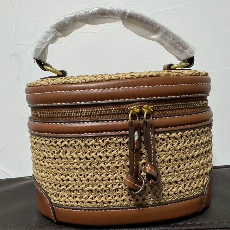 

Модная соломенная сумка-коробка, дизайнерская женская летняя сумка с двойной молнией, маленькая квадратная сумка, винтажные сумочки 2026