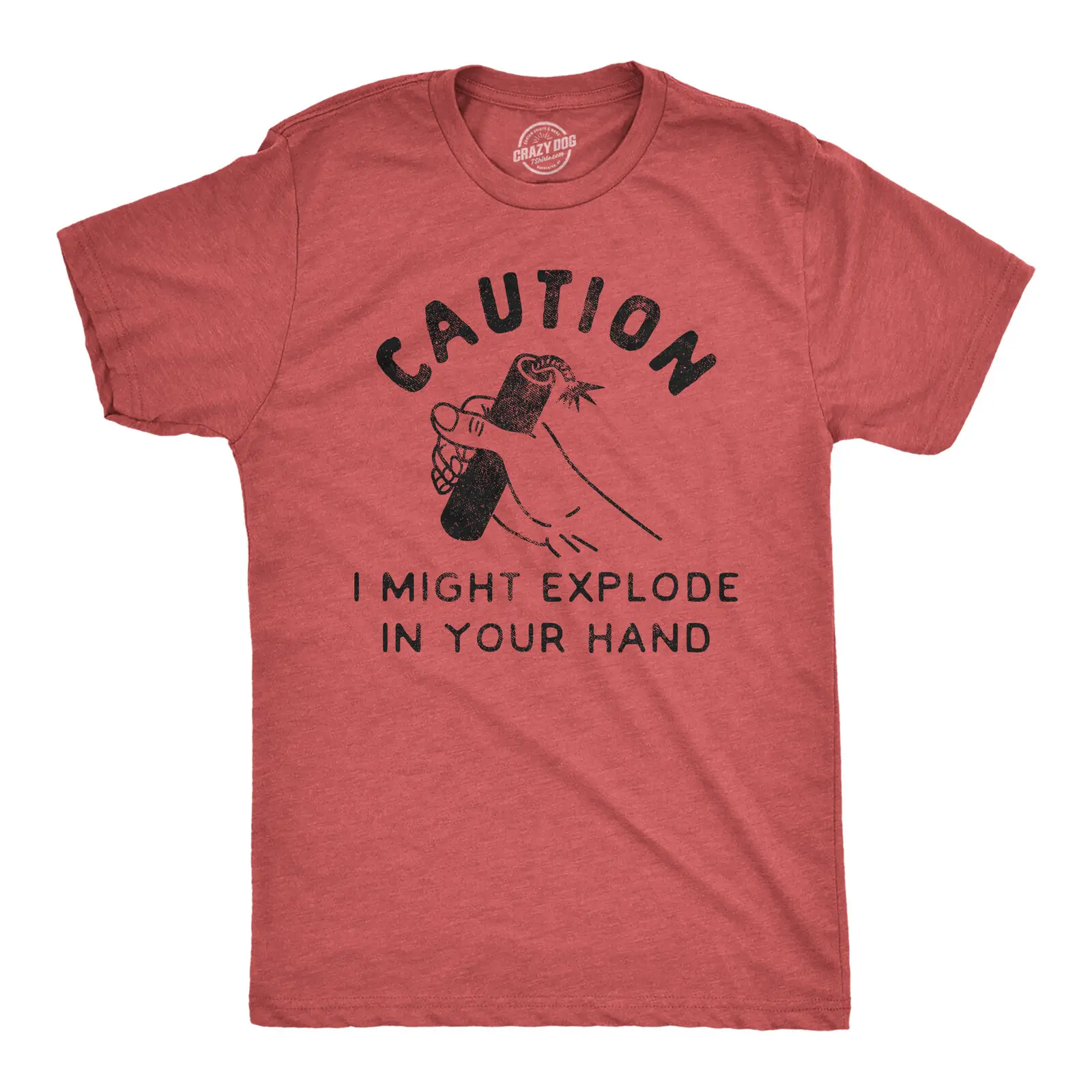 Mens Caution I Might Explode In Your Hand Tshirt Funny 4th Of July Firework