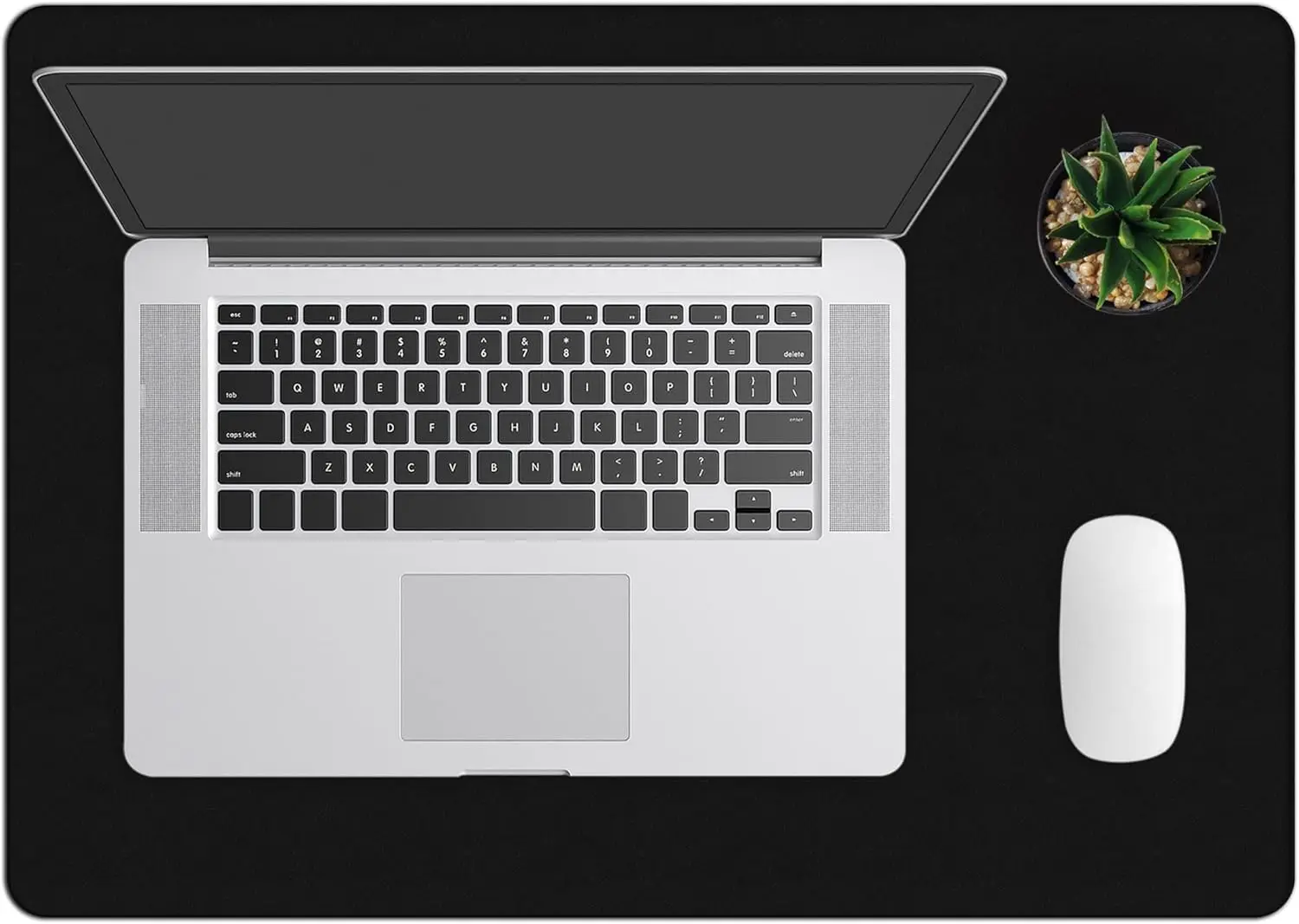 

Leather Desk Mat for Keyboard and Mouse, 24x17 Inch Midnight Black Non-Slip Pad for Laptop and Desktop