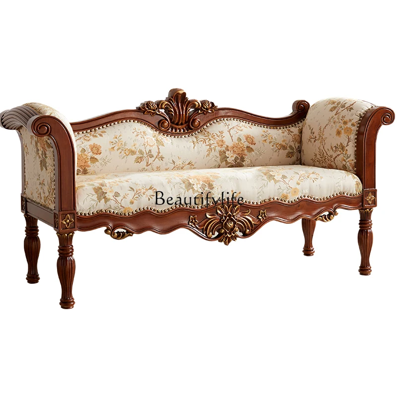 

American solid wood bedside stool sofa stool European solid wood leisure chair shoe change bench concubine
