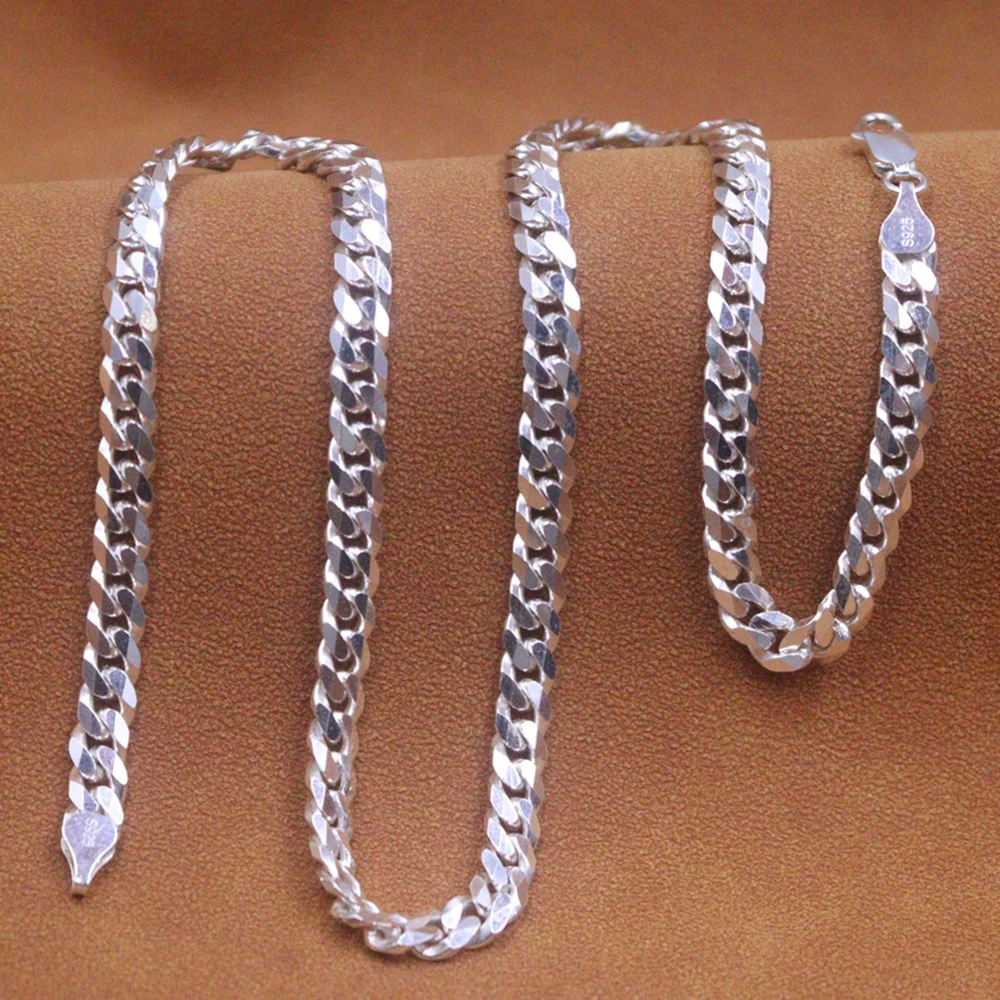 

Real 925 Sterling Silver Chain Women Men 5mm Curb Link Necklace 18inch Lobster Clasp 28-29g