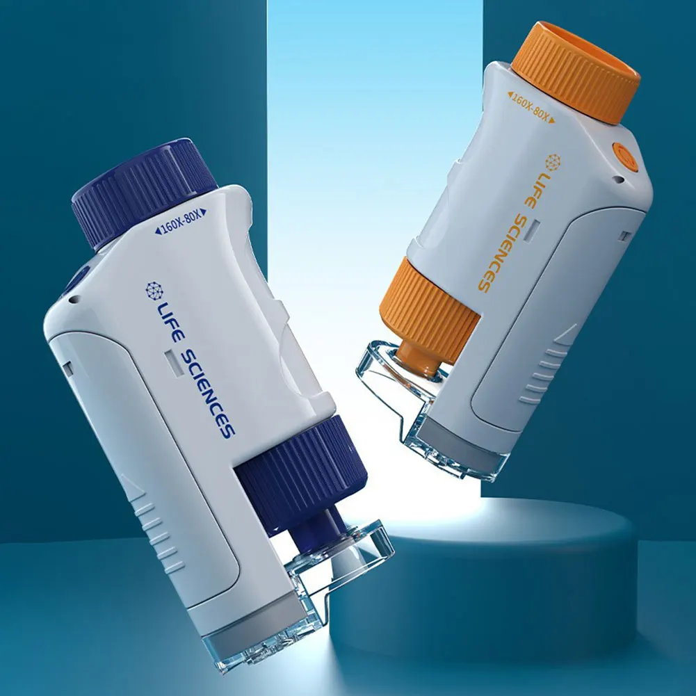 60-120X طقم مجهر محمول صبي فتاة استكشاف هدية مجهر الجيب مختبرات صغيرة للتجربة العلمية للتجربة