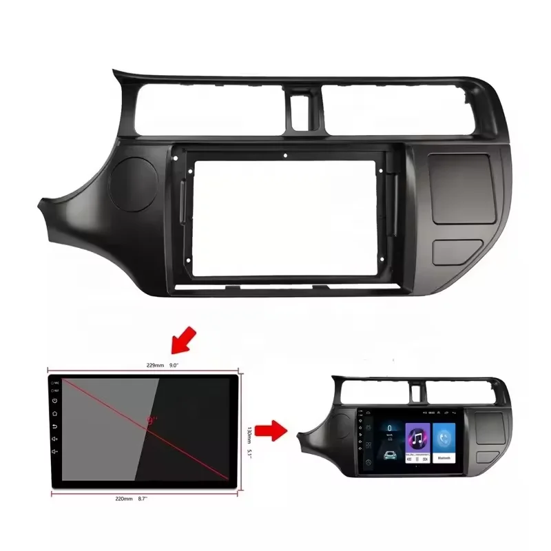 Fascia Rádio Do Carro para KIA RIO 2012-2015, 2 Din, DVD Player, Painel Traço Kit, Quadro, Suporte do Console Central, Jogador de Áudio Estéreo