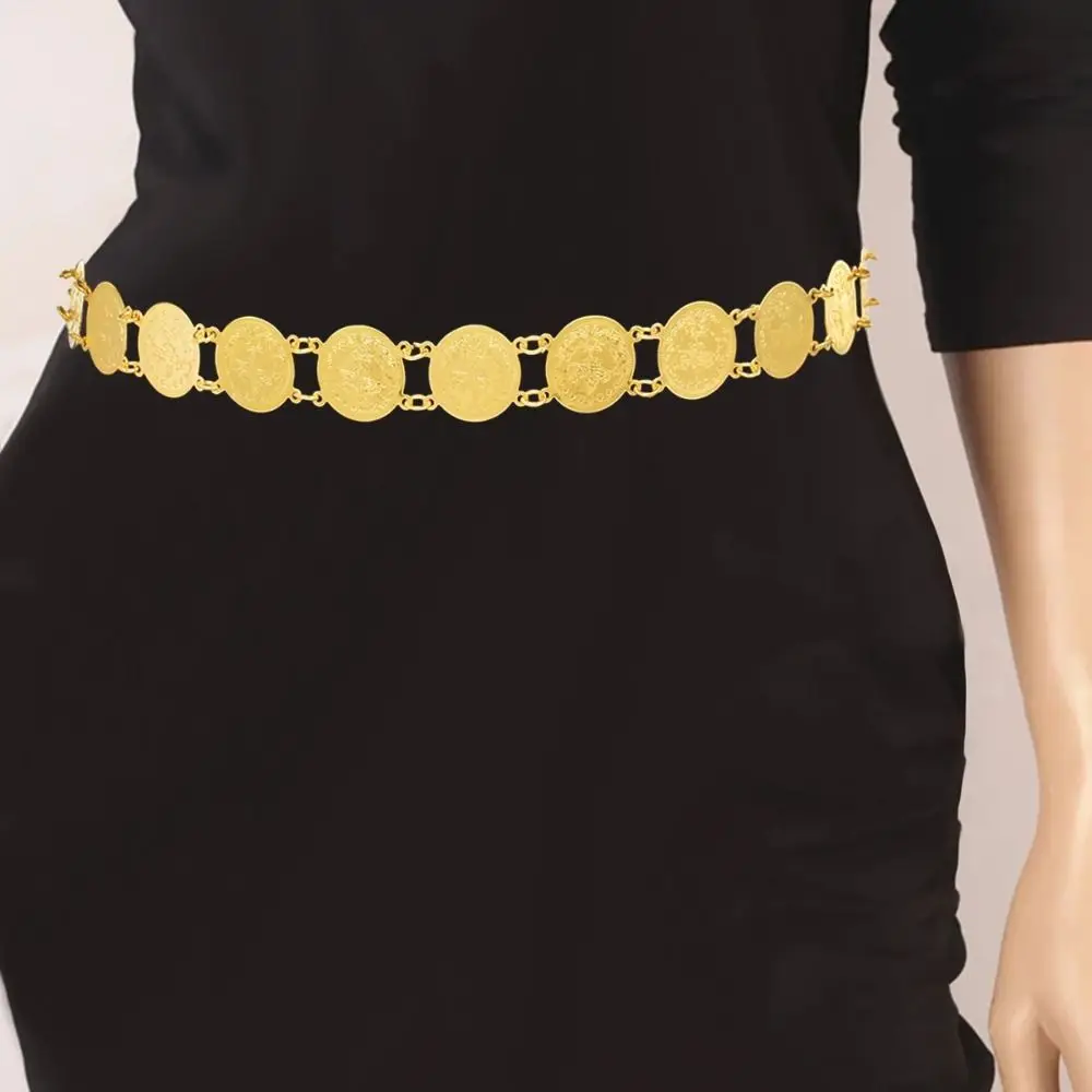 

Classic Metal Ethnic Style Belt Tassel Thailand Gold Belt Hollow Out Silver Metal Coin Waist Chain Festival Accessory