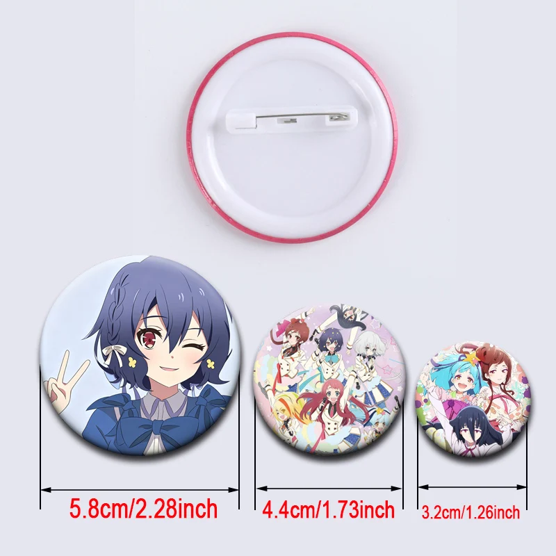Anime ZOMBIE LAND SAGA Brooches Sakura Minamoto,Saki Nikaido,Ai Mizuno Lapel Pins Round Cartoon Badge Backpack Accessories Gifts