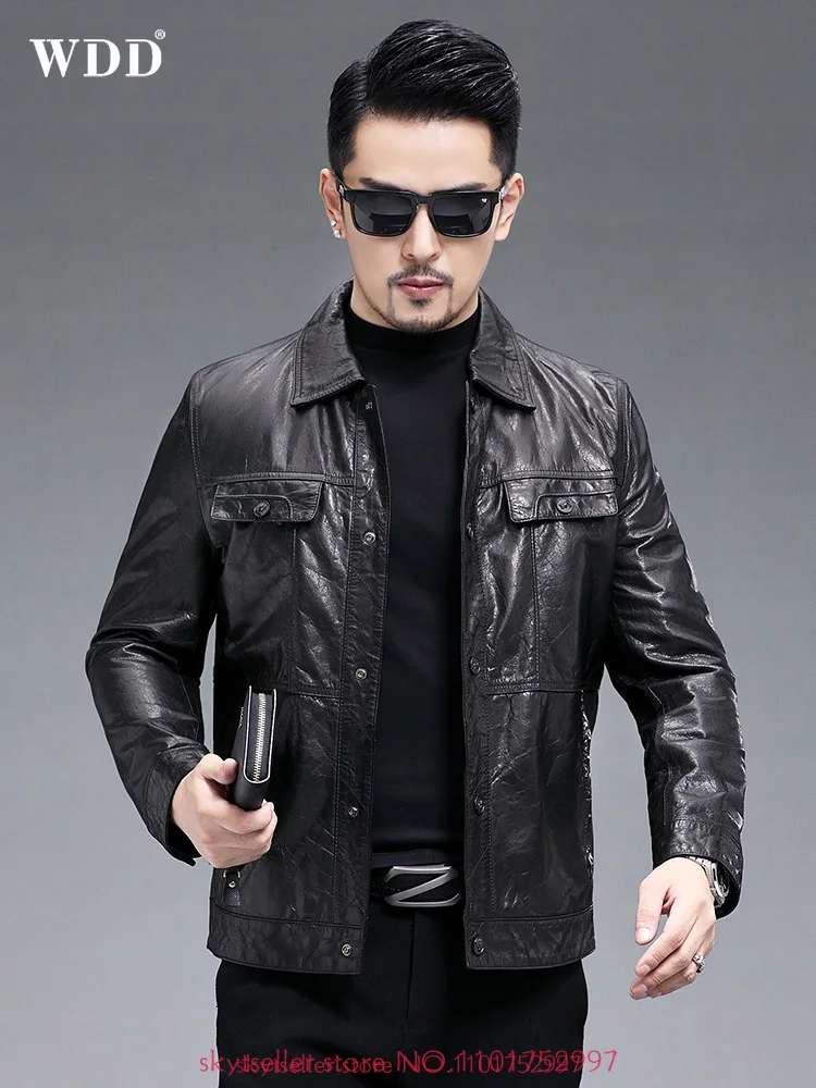 

High Quality Genuine Leather Jacket Men sheepskin thin coat Mens motorcycle fashion casual Jacket