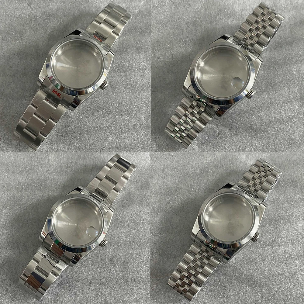 Cassa dell'orologio da 41 mm adatta per movimento NH35/NH36/4R/7S, in acciaio inox lucido, per donne e uomini