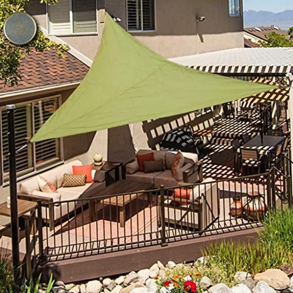 Outdoor Shading Sail Triangular Canopy Outdoor Courtyard Sun Protection 3 Meters Silver-coated Awning Landscape Rain Shelter