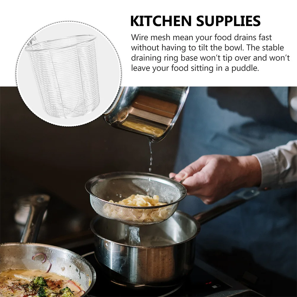 

2Pcs Stainless Steel Mesh Strainer Long Wood Handle Kitchen Spider Strainer Heat Resistant for Cooking Noodles