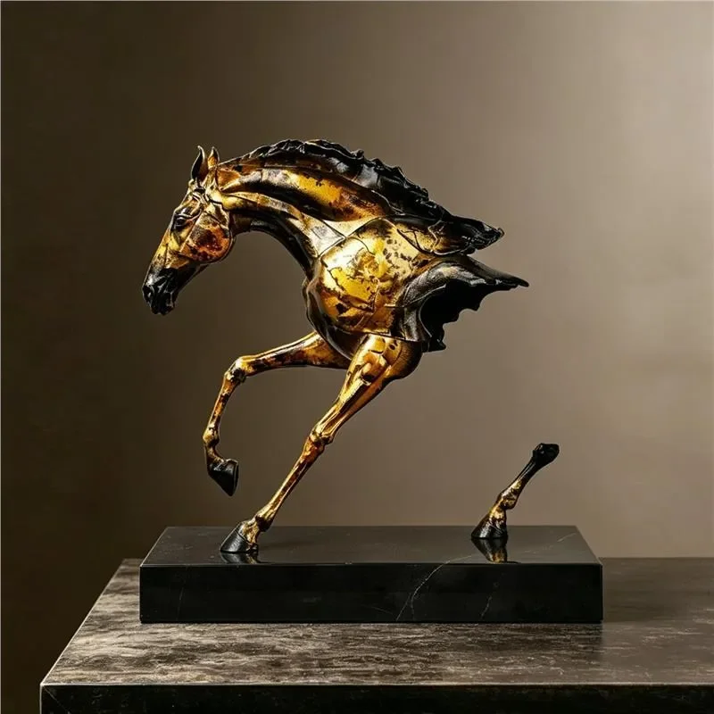 Modern Metal Horse Sculpture Abstract Galloping Statue Creative Home Decor Living Room Entrance Study Office Art Ornament