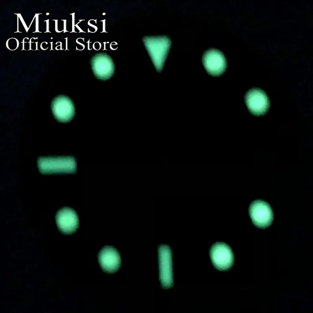 Miuksi 29mm black green yellow orange watch dial fit NH35 movement fit 3 o\'clock crown 3.8 o\'clock crown