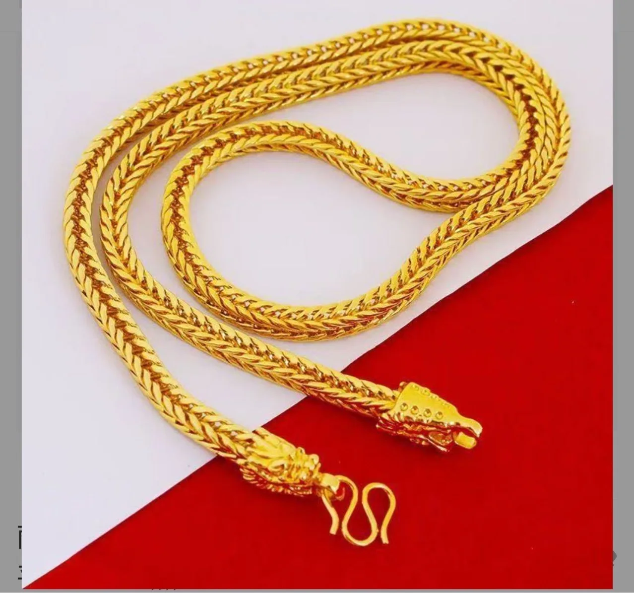 Ожерелье с двойной головой дракона, 24-каратное золото AU999 для мужчин — толстая цепочка, тяжелое золото, двойное удача, качественный аксессуар для состояния