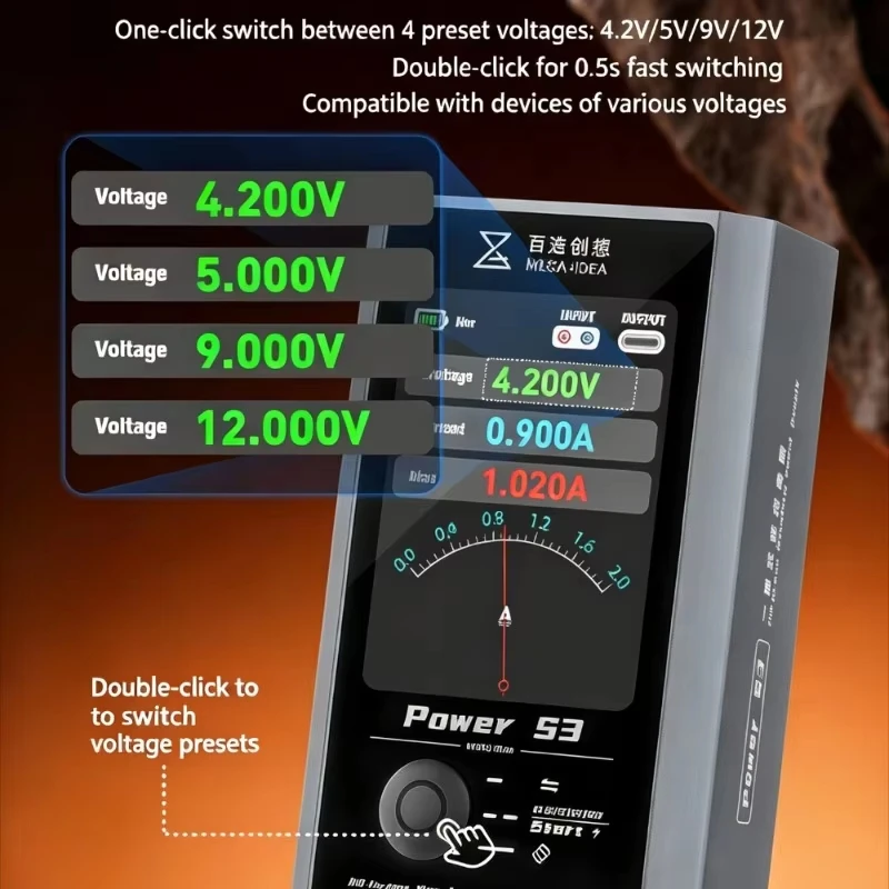 MEGA-IDE Power S3 All-in-One Waveform Power Supply with Built-in Battery for Phone Tablet Repair Regulated DC Power Supply Tools