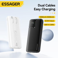 Essager 20000mAh Power Bank Digital Display Screen With 2 Cables for iPhone Samsung Xiaomi Huawei Laptop Portable Fast Charging