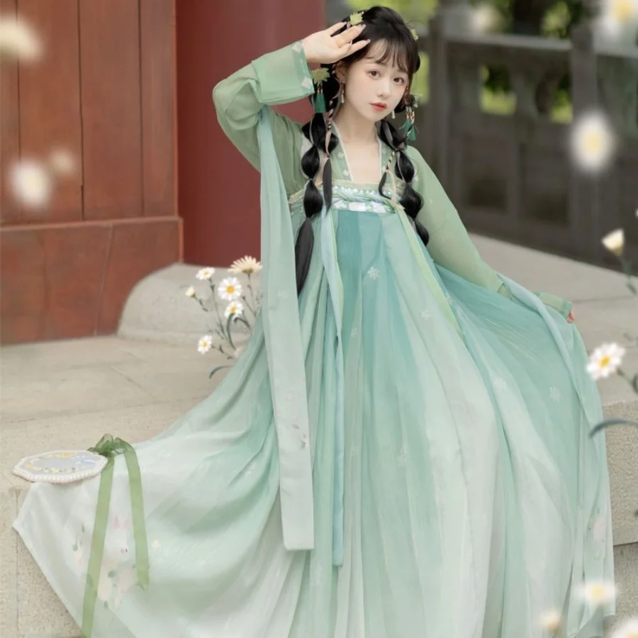 

Original Tang Song Rabbit Year Hanfu Embroidery Wei Jin Collar Waist Length Dr Women Student Chest Print Spring Autumn Dr