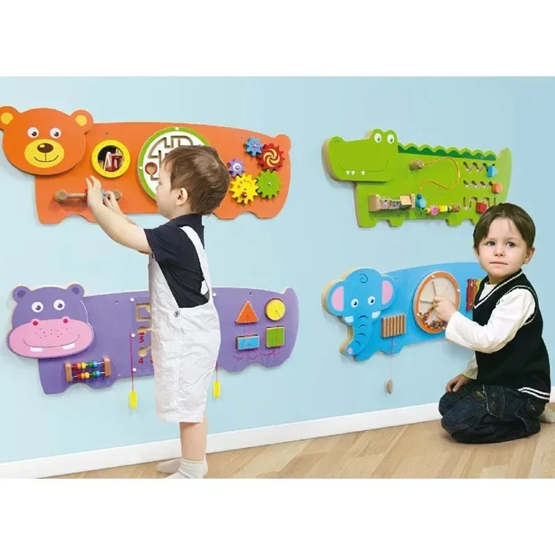 Wooden Toys On The Wall Montessori Puzzle games for children kids babies kindergarten classroom Early education toy School class