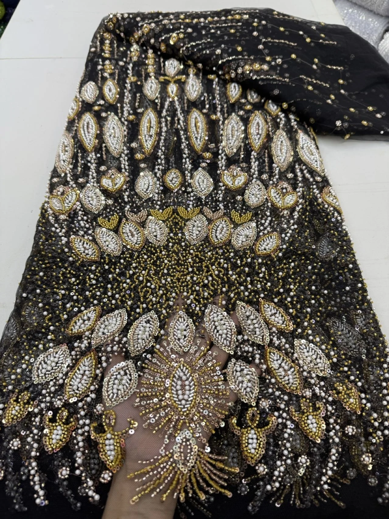 

New Arrival African Water Soluble Sequins Lace Fabric 2025 High Quality Nigerian Guipure Cord Lace Fabric For Woman Praty Dress
