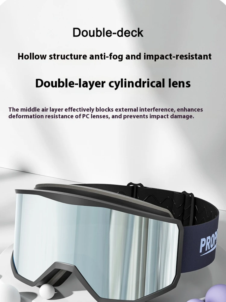 PROPRO Magnetic Professional Ski Goggles with Case 100% Anti-fog UV400  Lens Protection Men and Women Snow Protection Glasses