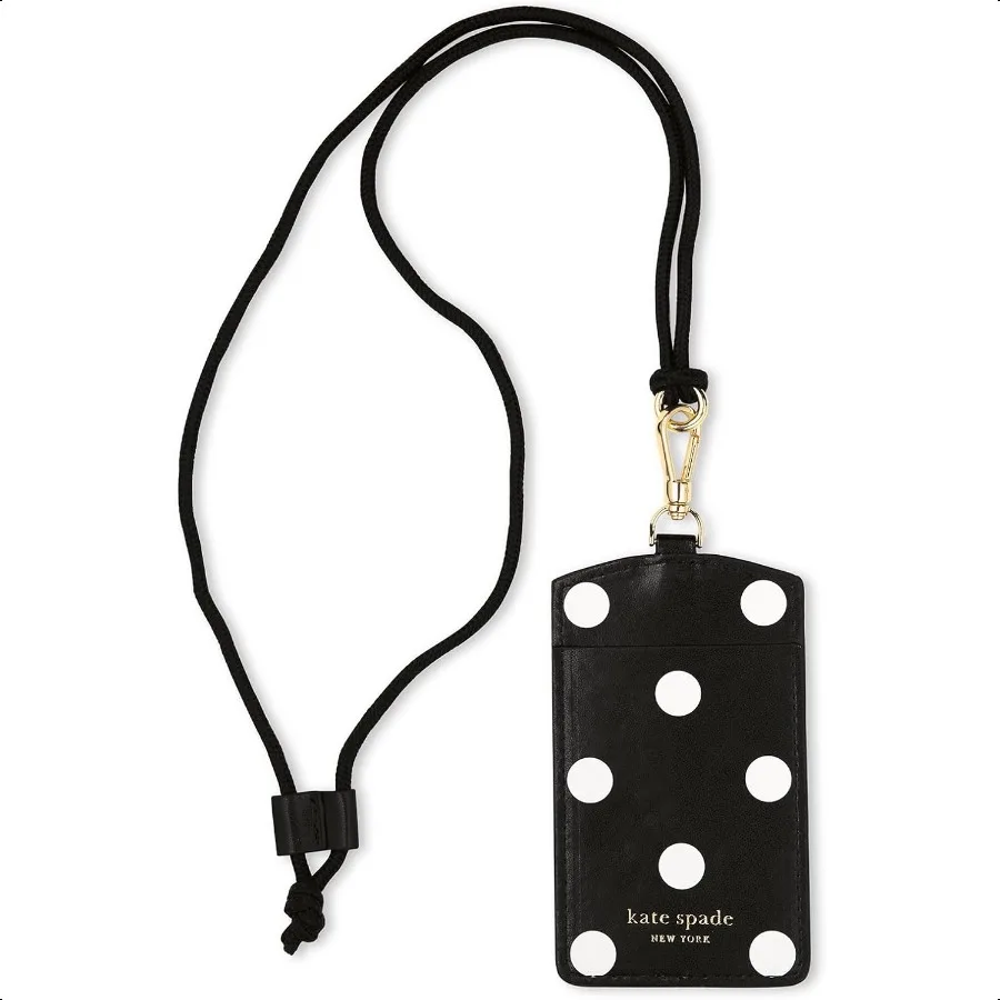 Ausweishalter mit Umhängeband, veganes Leder, schmales Kartenetui, Namensschild-Etui für Arbeit, Schule oder Reisen, Bildpunkt