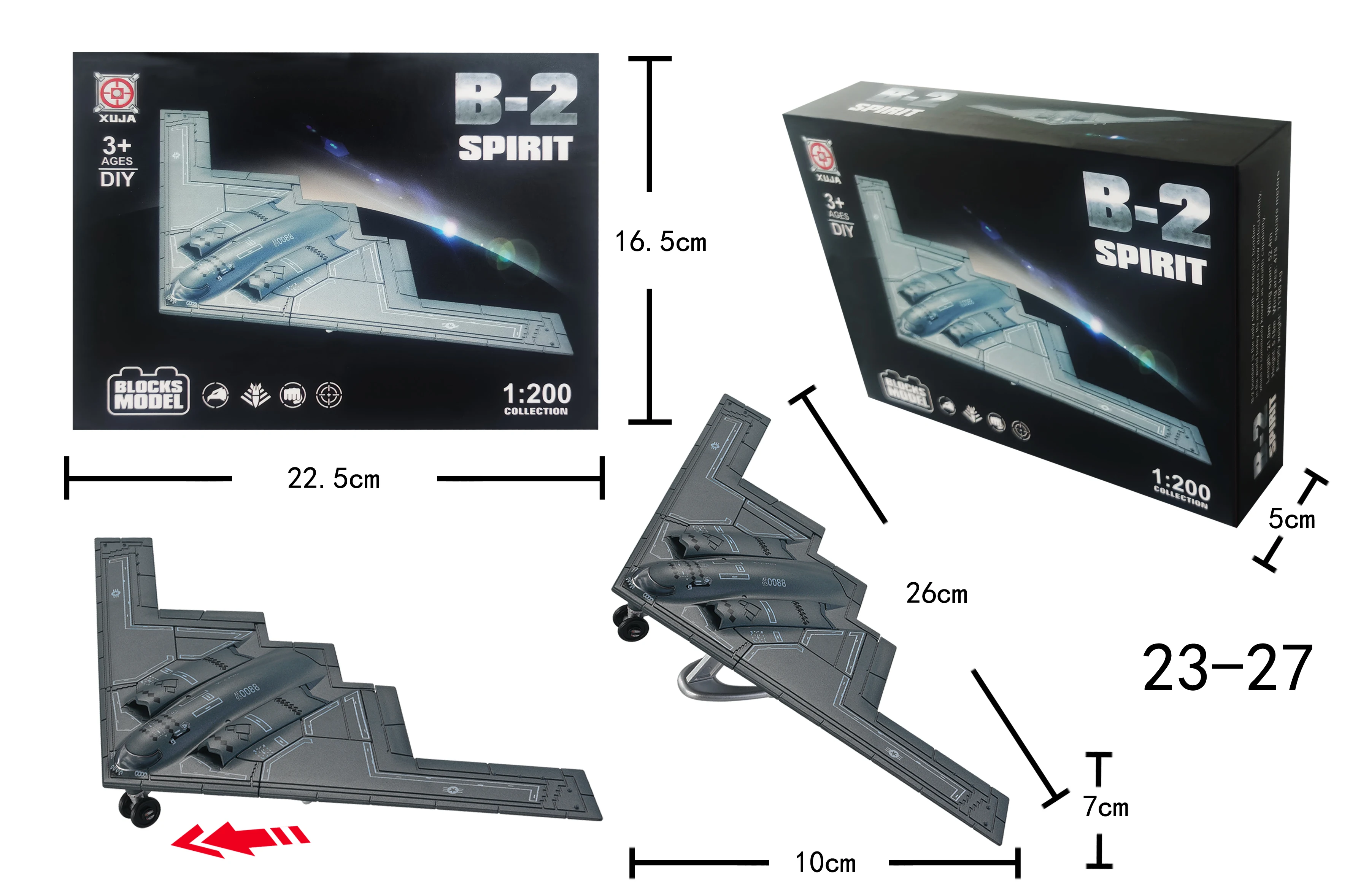 

1:200 Scale Us Air Force B2 Spirit Stealth Bomber ABS Diecast Aircraft Model Children toys With Display Base Collectible Gift