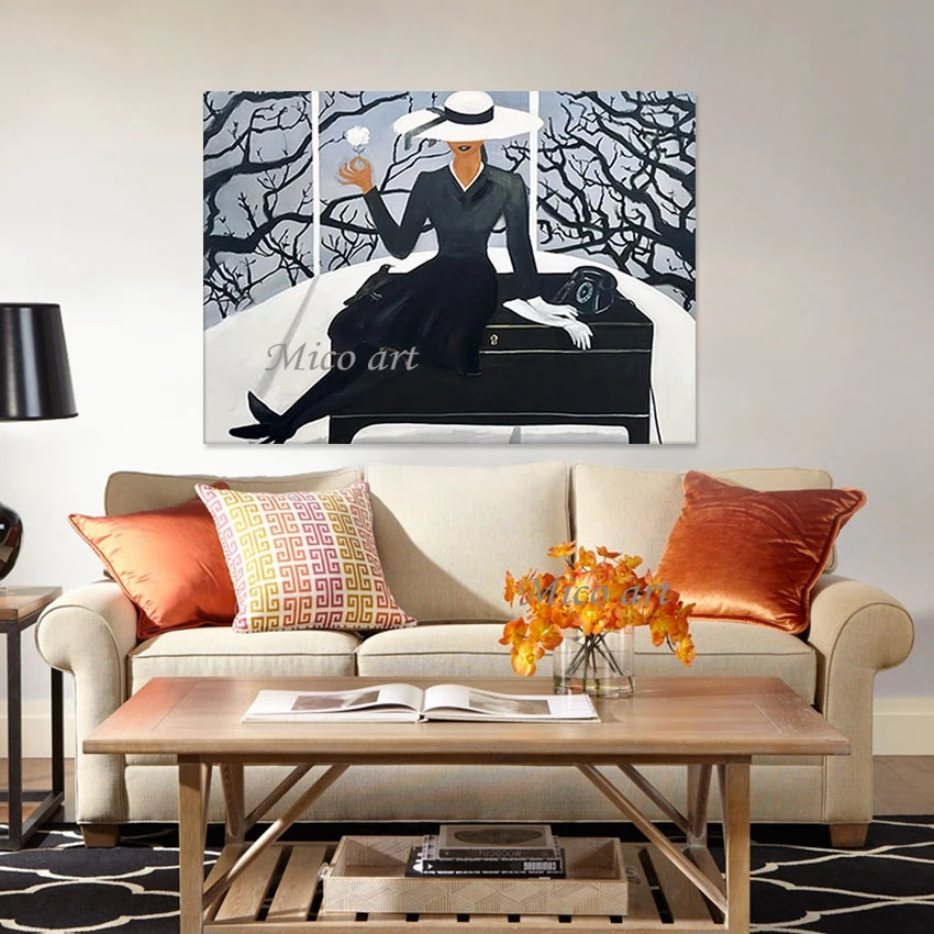 Room Artwork Abstract Frameless Figure Art Paintings Office Decoration Large Size Black Animal Canvas Picture Acrylic Wall