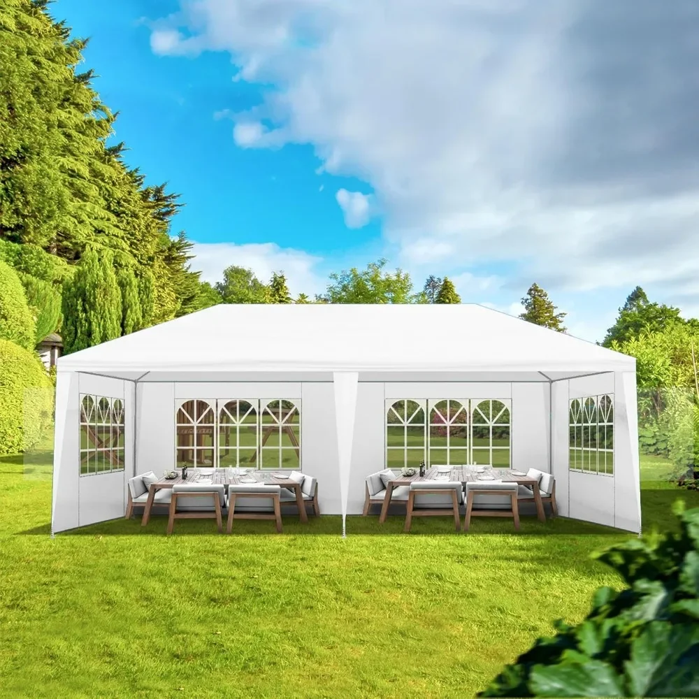

10x20 Outdoor Party Tent with 4 Removable Sidewalls & Transparent Windows, Gazebo Canopy for Weddings, Birthdays & Events