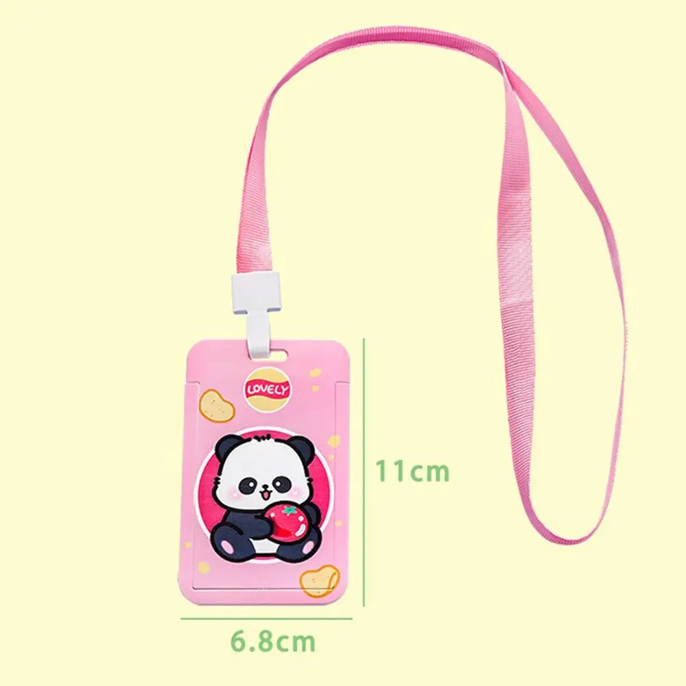 Cartoon Panda Printing Lanyard Card Useful Professional Card Cover Multifunction Wear-resistant Cards Protectors Cover Bank