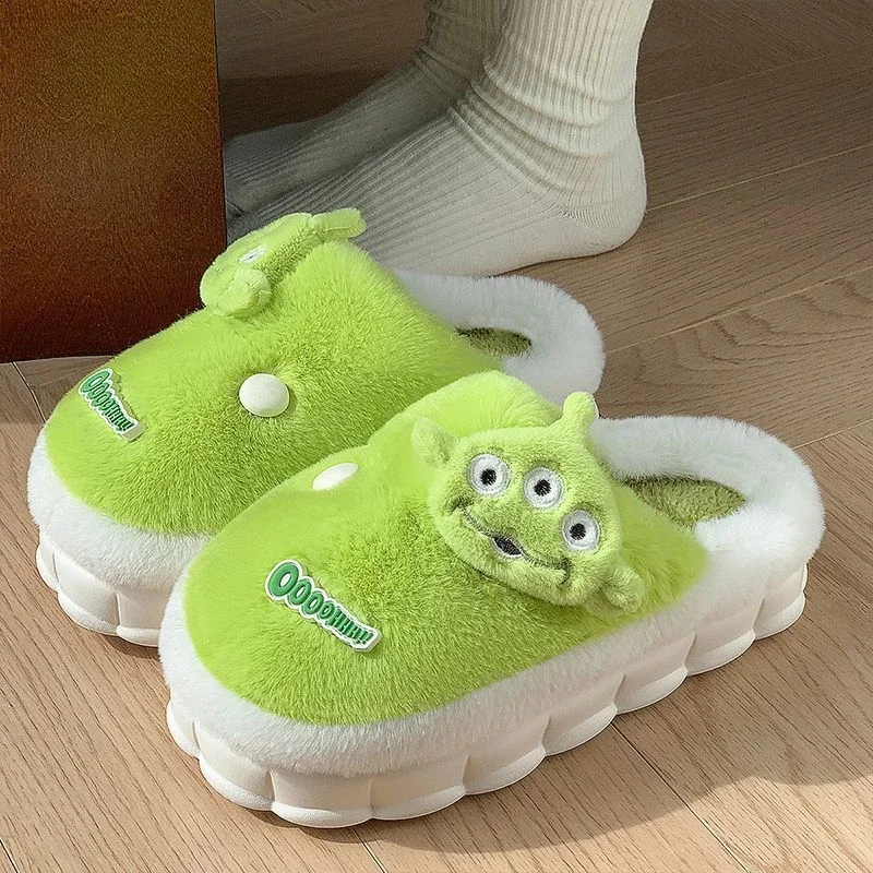 Disney Alien Lotso cute women's winter comfortable, soft, lightweight, non-slip, wear-resistant home warm plush cotton slippers