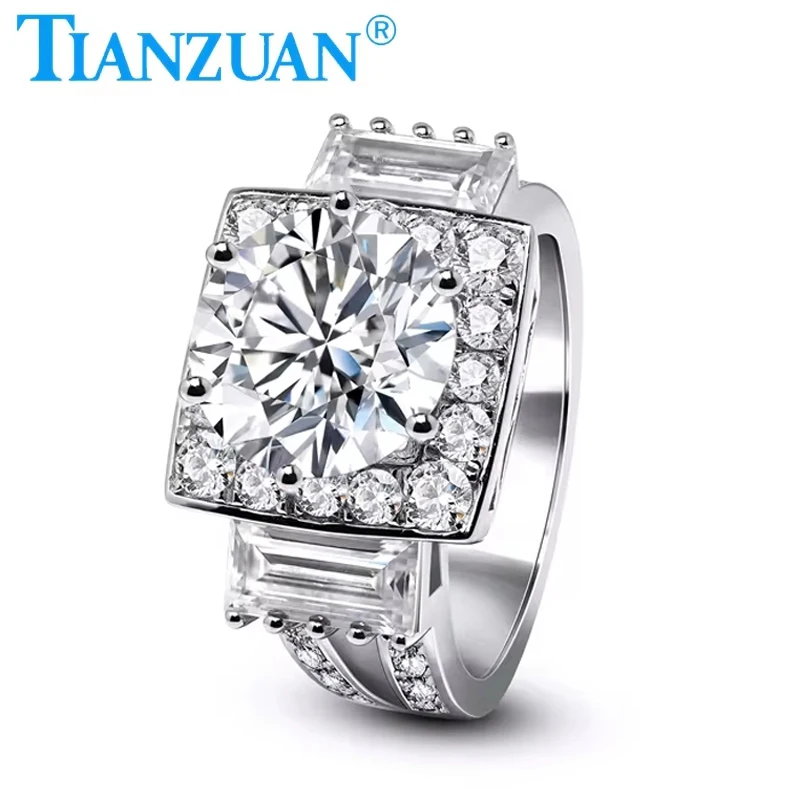 New  925 Sterling Silver Wedding Rings 5ct Moissanite Rings for Women Engagement Band Gifts Fine Jewelry