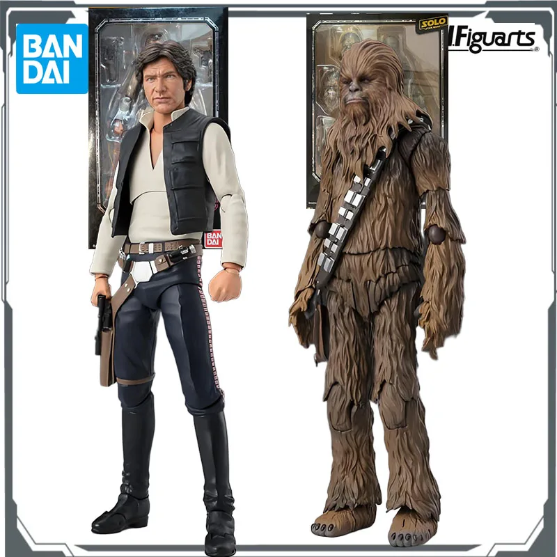 

Bandai Original S.H.Figuarts Star Wars Han Solo&Chewbacca Anime Action Figure Assembly Model Toys Model Gifts for Boys
