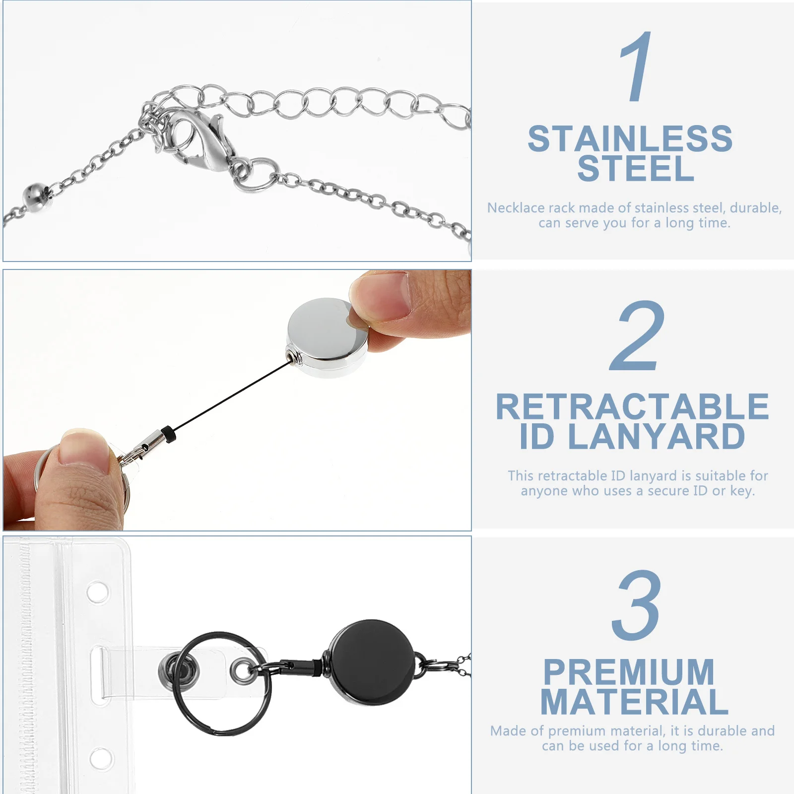 

1 Set Multi-Function Badge Holder Extension-Type Id Lanyard For Work Student Card Name Badge Portable Anti-Lost Card Lanyards