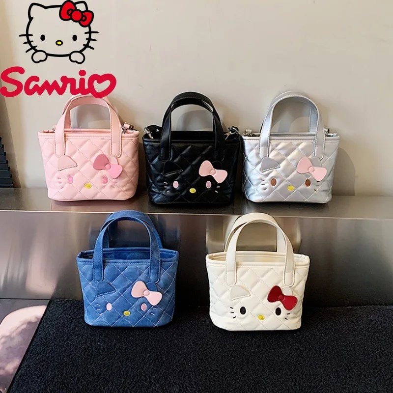 

Новая женская сумка-кроссбоди Hello Kitty: модная, высококачественная, универсальная сумка-ведро, однотонная, с красным клапаном.