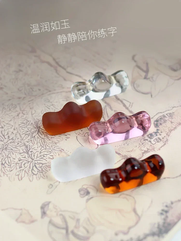 Powder crystal paperweight ruler Bishan glazed pen, calligraphy ornament