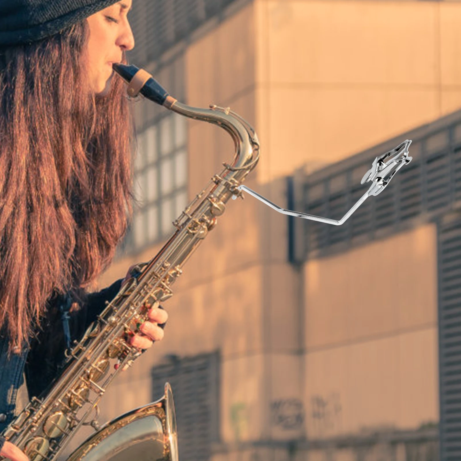 

Portable Music Stand Clip Durable Metal Plating Compact Size Foldable Design Sturdy Clamp-on Lyre Sheet Music Holder Instrument