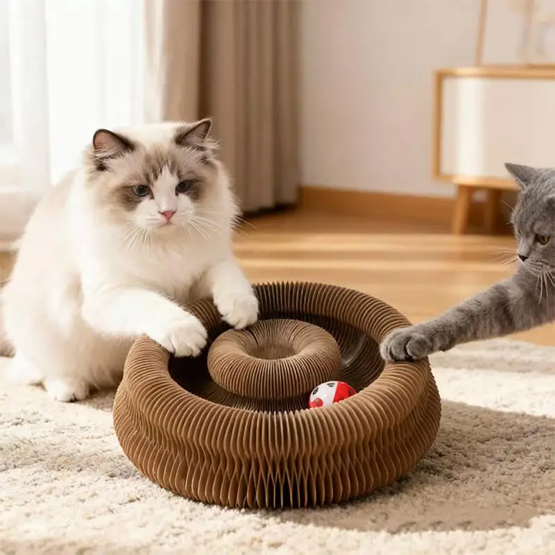 Cardboard Cat Scratcher Cat Bed Interactive Scratch Cat Curl Toy Foldable Magic Organ Cat Scratching Board Recyclable