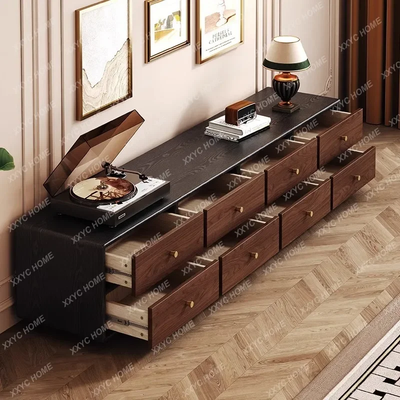 

BFrench retro ash wood TV cabinet large storage living room home high-end TV cabinet